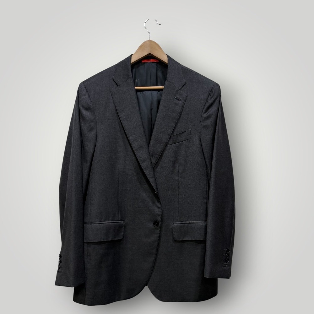 Isaia Napoli Sanita‎ Mens IT54 8R Wool Sport Coat Blazer Charcoal Gray US 44R